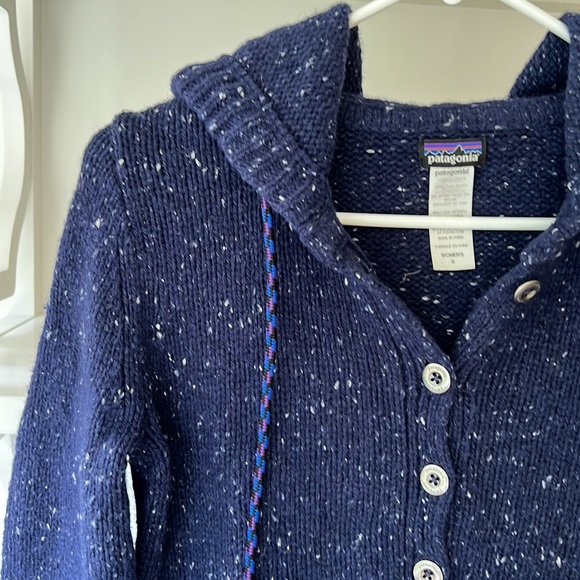 Patagonia Merino Wool Ranchito Flecked Hoodie Sweater Blue Women’s Size S - Picture 3 of 4